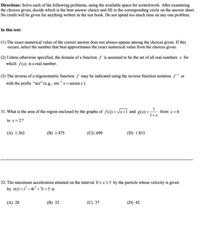 AP Calculus AB Practice Test 2